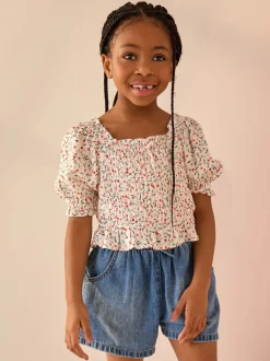 Overhemden En Blouses|Next - Gesmokte blouse (3-16jr) Kersenprint
