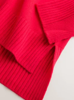 Gebreide Kleding|Next - 100% merinowol N. Premium Rolkraag Trui Kersrood