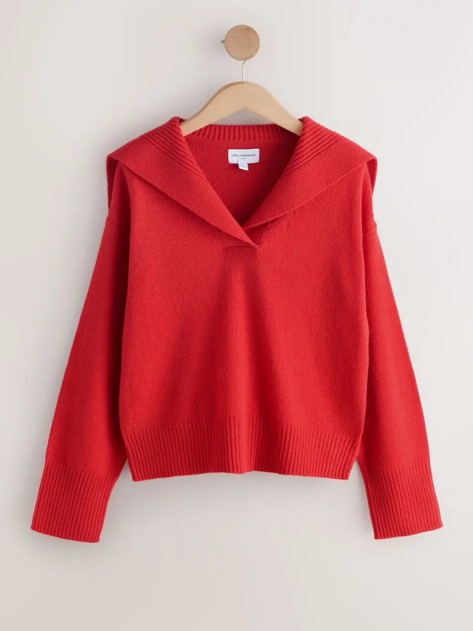 Gebreide Kleding|Next - N.Premium 100% Lambswool Sailor Collar Jumper Kersrood