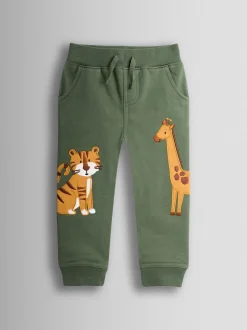 Jeans En Joggingbroeken|Jojo Maman Bébé - Safari Friends Applique Jogger Khaki
