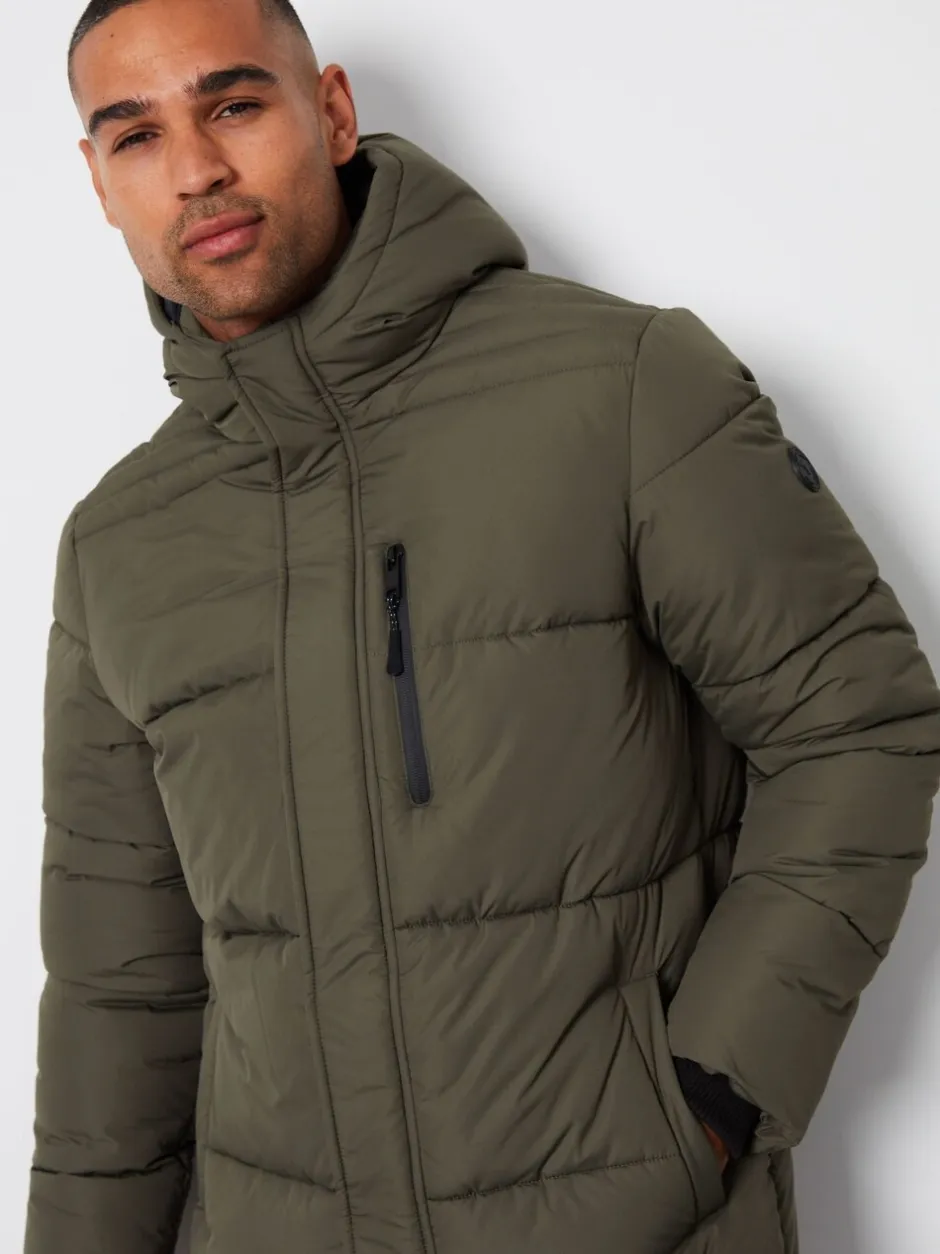Jassen En Jacks*Threadbare - - Regenbestendige lange gewatteerde jas met capuchon Khaki