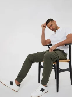Joggingbroeken|Threadbare - cargobroek in joggingstijl van katoen met stretch Khaki