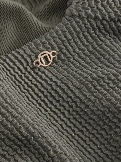 Badkleding|Next Khaki groen met glitters - Diepuitgesneden vormgevend buikcorrigerend badpak