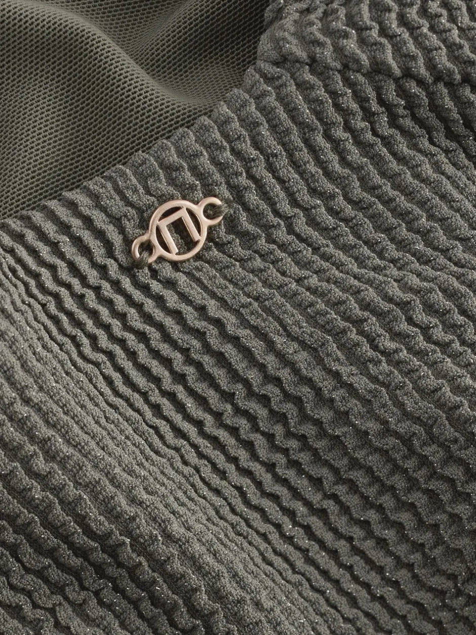 Badkleding|Next Khaki groen met glitters - Diepuitgesneden vormgevend buikcorrigerend badpak