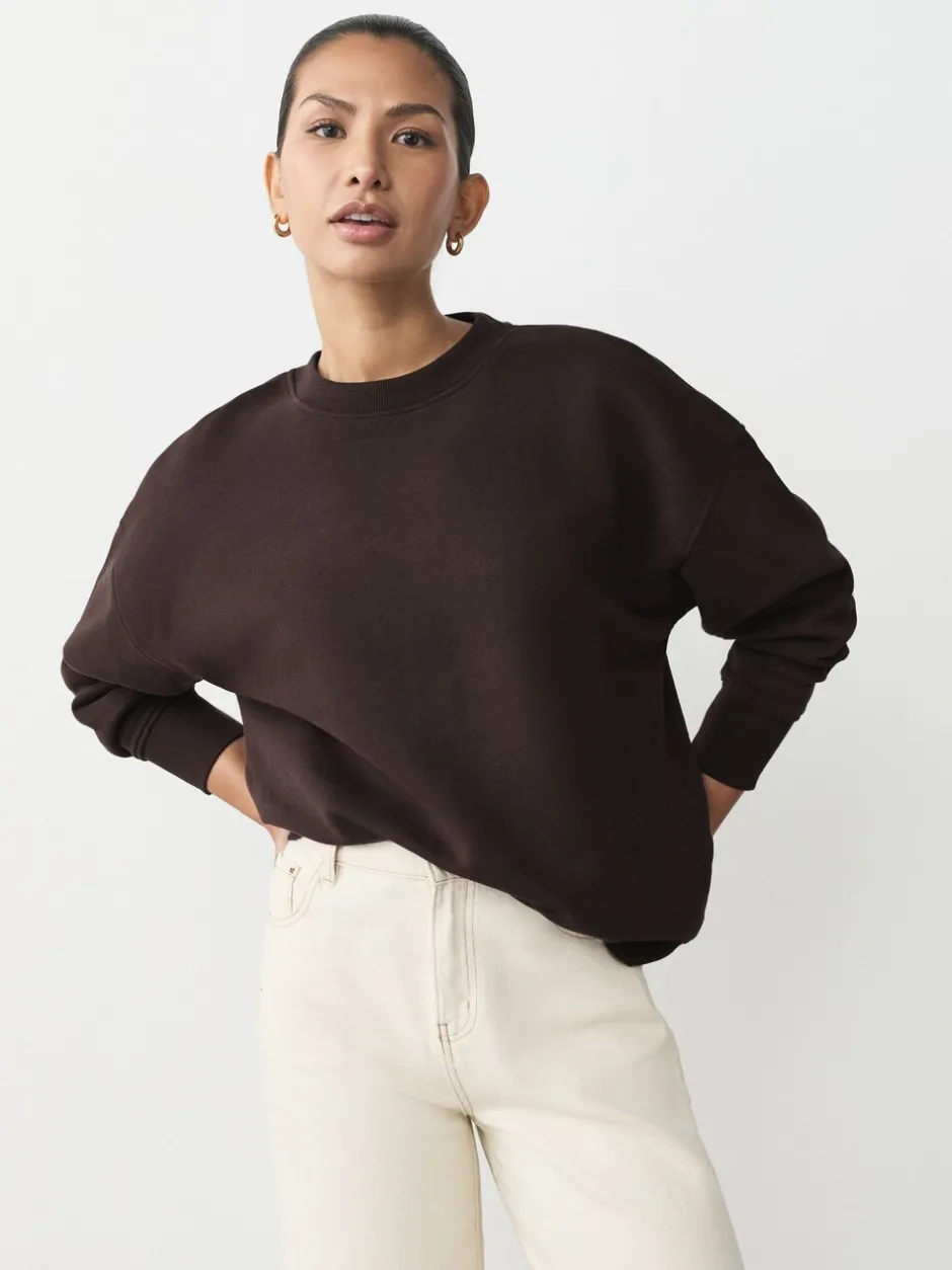 Hoody's En Sweatshirts*Next Khaki/steenkleur - Cotton Rich Brushed Back Soft Feel Ribbed Crewneck Sweatshirts 3 Pack