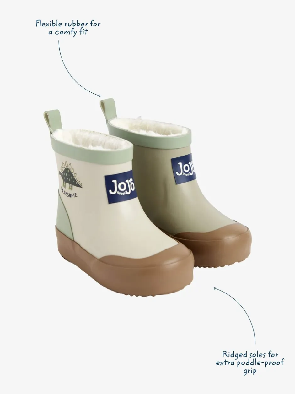 Laarzen*Jojo Maman Bébé - Short Cosy Lined Wellie Boot Kiezelkleurig dinosaurus