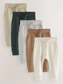 Jeans En Joggingbroeken|Joggingbroeken|Next Kiezelkleurig/lichtbruin/grijs - Verpakking van 5 joggingbroeken (3mnd-7jr)