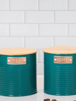 Keukenopslag|Kitchencraft - 3 Pieces opbergblikken Blauwgroen