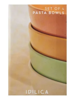 Eetservies En Pastaschalen*Kitchencraft Set of 4 Coloured Stoneware Pasta Bowl