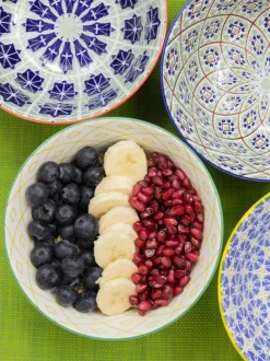 Eetservies En Pastaschalen*Kitchencraft Set of 4 Coloured Patterned Ceramic Cereal Bowls