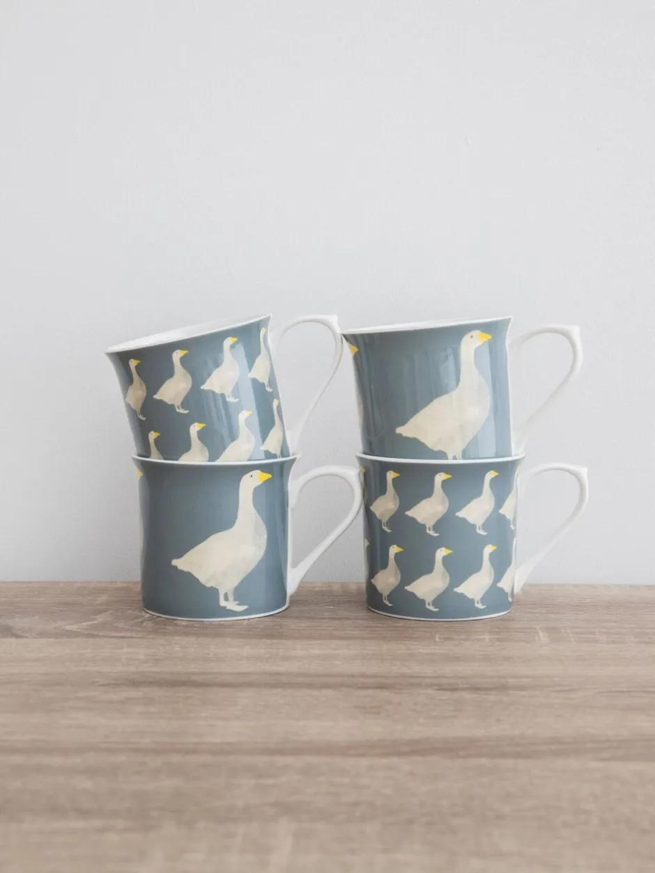 Mokken En Koppen*Kitchencraft Set of 4 Goose Patterned Bone China Mugs