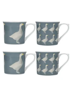 Mokken En Koppen*Kitchencraft Set of 4 Goose Patterned Bone China Mugs
