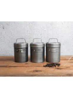 Keukenopslag|Kitchencraft Set of 4 Metal Coffee Sugar and Tea Canisters