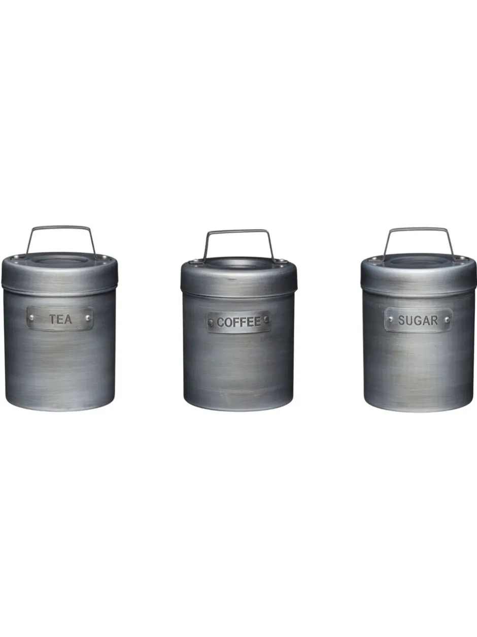 Keukenopslag|Kitchencraft Set of 4 Metal Coffee Sugar and Tea Canisters
