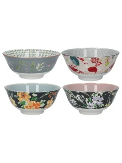 Eetservies En Pastaschalen*Kitchencraft Set of 4 Patterned Floral Ceramic Cereal Bowls