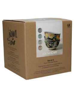 Eetservies En Pastaschalen*Kitchencraft Set of 4 Patterned Floral Ceramic Cereal Bowls