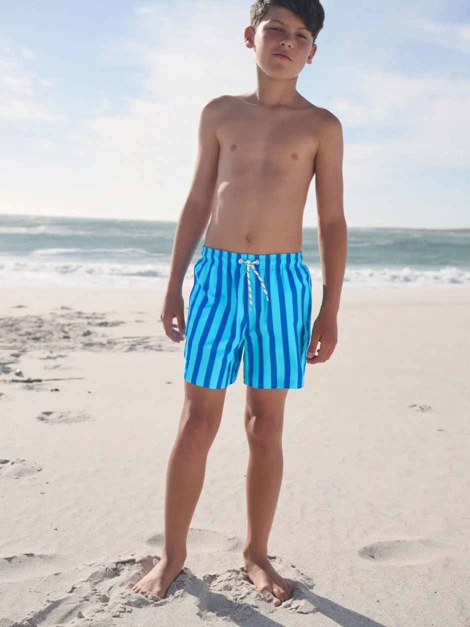 Badkleding|Next - Gestreept zwemshort (3-16jr) Kobaltblauw