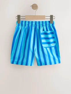 Badkleding|Next - Gestreept zwemshort (3-16jr) Kobaltblauw