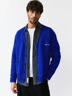 Gebreide Kleding|Next - Regular Fit Embroidered Chest Motif Cardigan Kobaltblauw