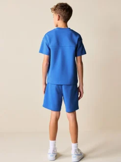 Shorts*Next - Relaxed Fit Heavyweight T-Shirt and Shorts Set (3-16yrs) Kobaltblauw