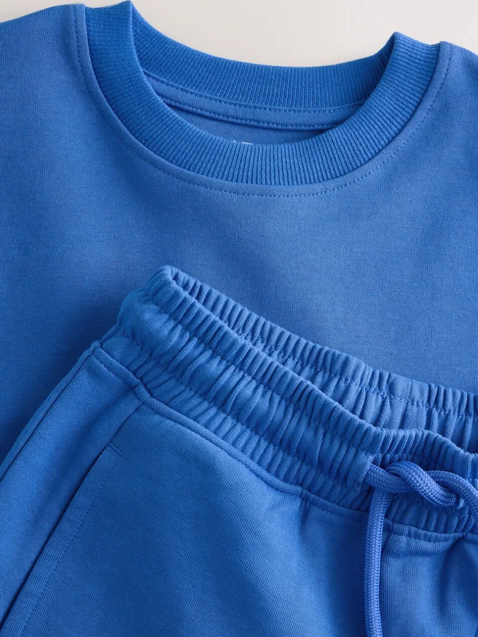 Shorts*Next - Relaxed Fit Heavyweight T-Shirt and Shorts Set (3-16yrs) Kobaltblauw
