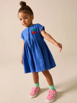 Jurken*Next - Textured Short Sleeve Dress (3mths-8yrs) Kobaltblauw
