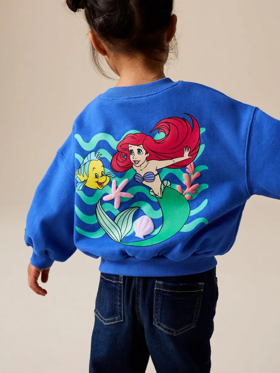 Truien En Breisels|Sweaters En Hoody´S|Next Kobaltblauw - The Little Mermaid Crew Neck Sweatshirt (3mths-7yrs)