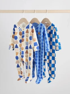 Multipacks|Babypakjes En Babypyjama's*Next Kobaltblauw - Verpakking van 3 babypyjama's met tweewegrits (0-2jr)