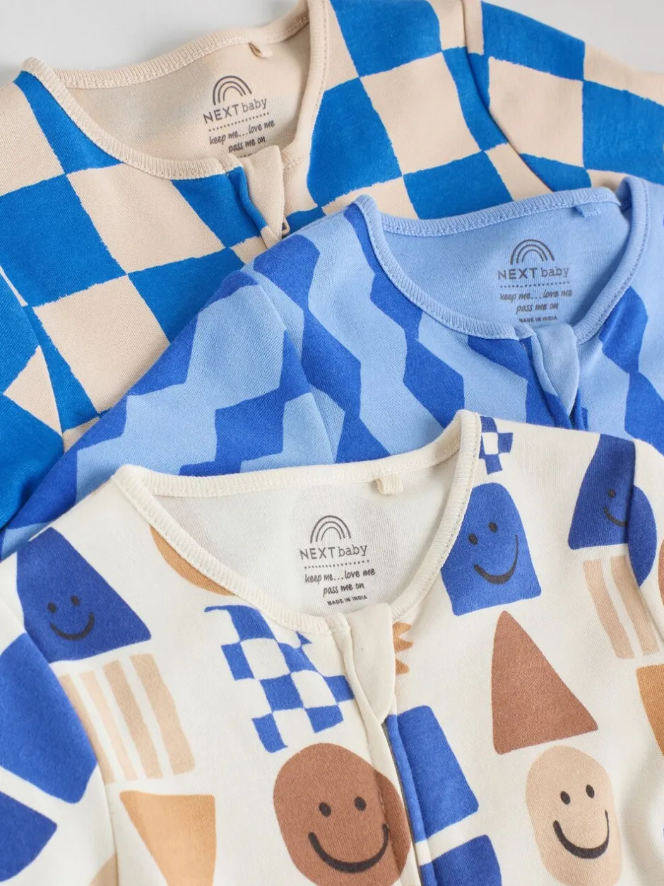 Multipacks|Babypakjes En Babypyjama's*Next Kobaltblauw - Verpakking van 3 babypyjama's met tweewegrits (0-2jr)