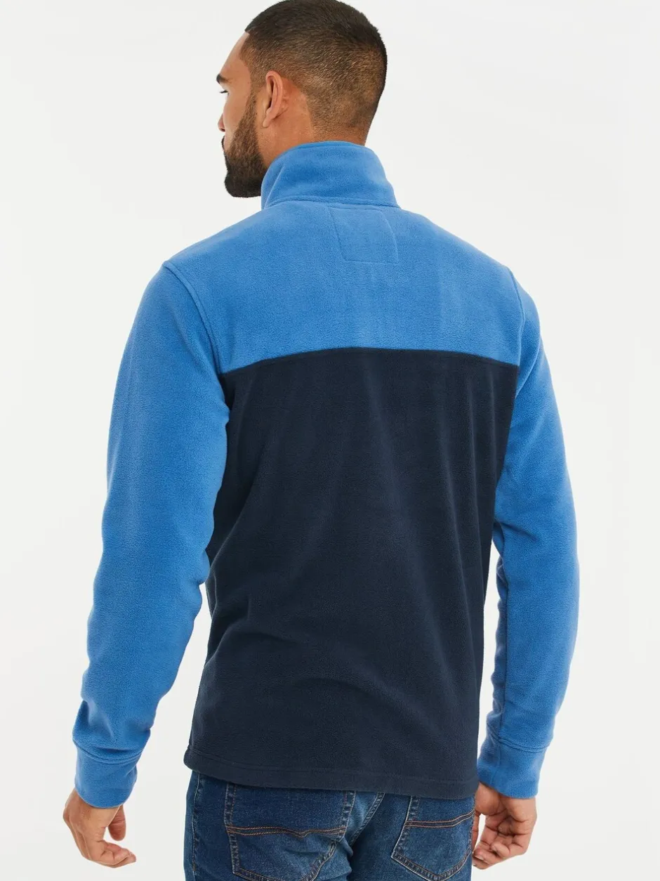 Sweaters En Hoody´S|Sweaters En Hoody´S|Threadbare Kobaltblauw/marineblauw - tweekleurige fleece sweatshirt met kwartrits