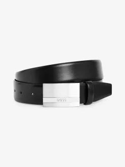 Riemen En Bretels|BOSS - Baxton leren riem Kobaltzwart