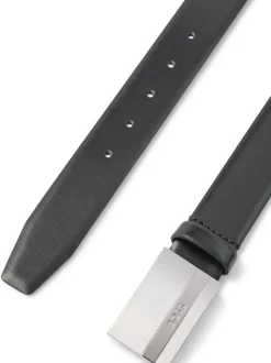 Riemen En Bretels|BOSS - Baxton leren riem Kobaltzwart
