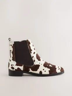 Boots|Next Koeienprint leer - Forever Comfort® Chelsea-enkellaarzen