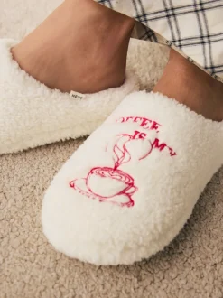 Pantoffels|Alle Nacht- En Loungekleding*Next Koffie - Mule Borg Pantoffels