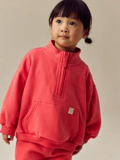 Sweaters En Hoody´S|Next Koraalrood - Sweatshirt met kwartrits (3mnd -7jr)