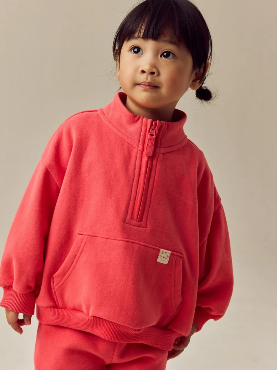 Sweaters En Hoody´S|Next Koraalrood - Sweatshirt met kwartrits (3mnd -7jr)
