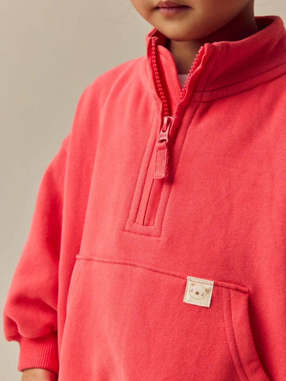 Sweaters En Hoody´S|Next Koraalrood - Sweatshirt met kwartrits (3mnd -7jr)