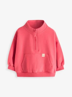 Sweaters En Hoody´S|Next Koraalrood - Sweatshirt met kwartrits (3mnd -7jr)