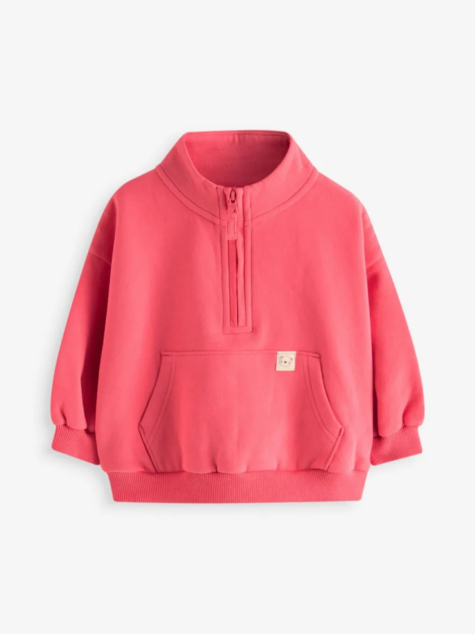 Sweaters En Hoody´S|Next Koraalrood - Sweatshirt met kwartrits (3mnd -7jr)