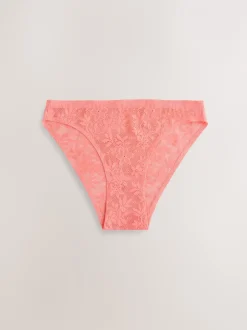 Onderbroeken*Next - All-Over Lace No VPL Knickers 3 Pack Koraalroze