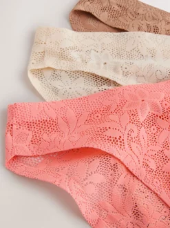 Onderbroeken*Next - All-Over Lace No VPL Knickers 3 Pack Koraalroze