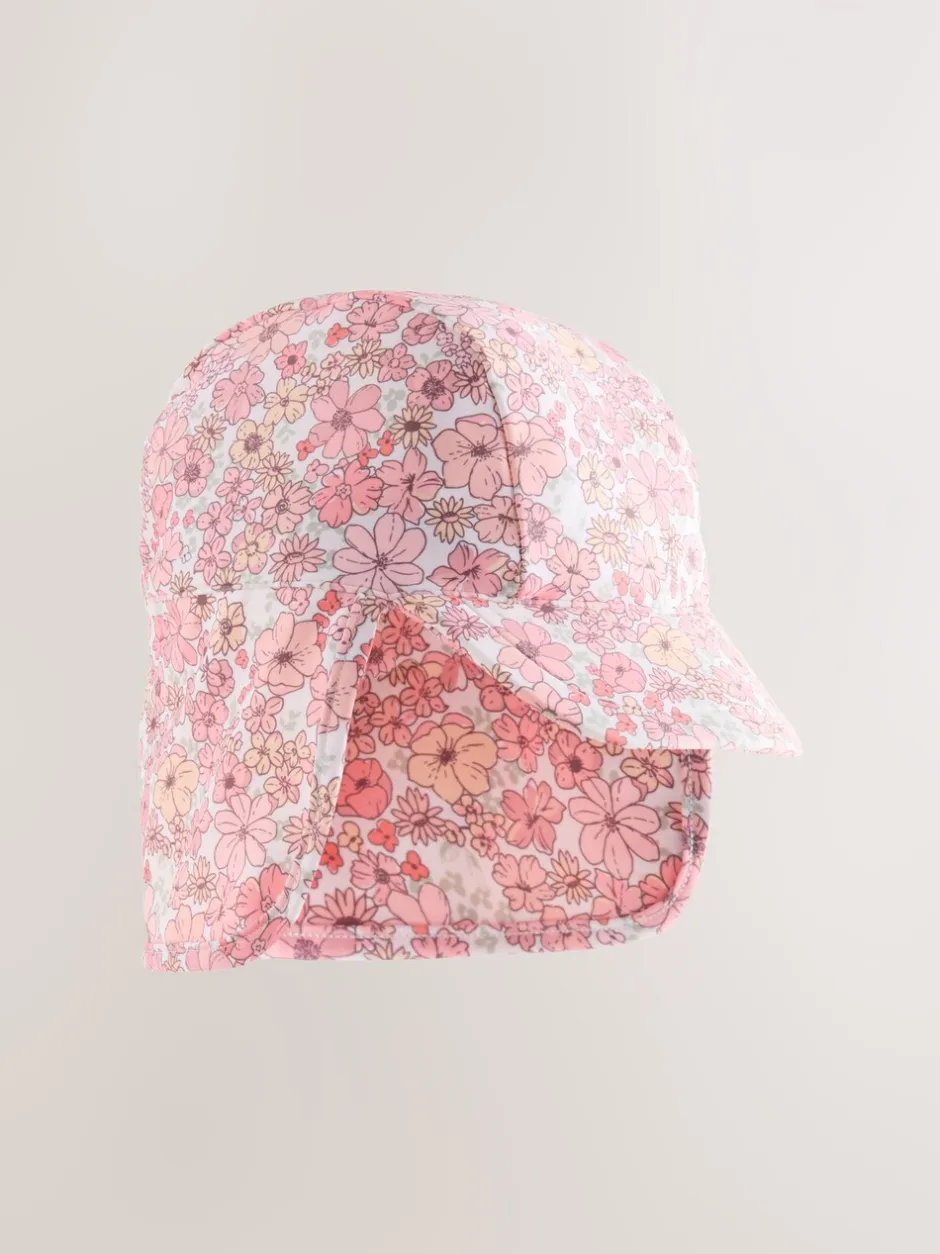 Mutsjes En Antikrabwantjes|Mutsen, Handschoenen En Sjaals*Next - Legionnairezwemhoed (3 mnd-10 jr) Koraalroze bloemenprint met ditsy printje