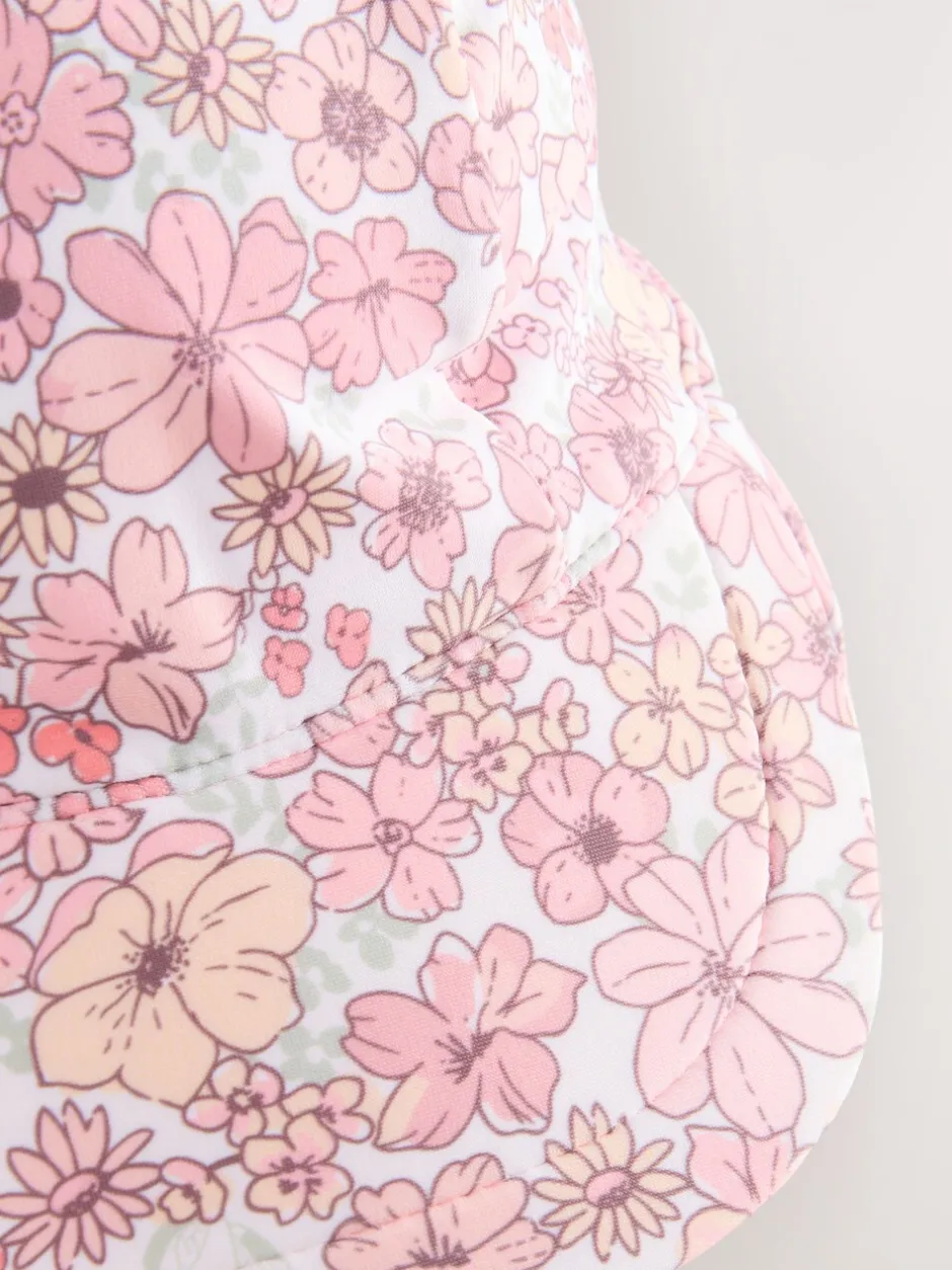 Mutsjes En Antikrabwantjes|Mutsen, Handschoenen En Sjaals*Next - Legionnairezwemhoed (3 mnd-10 jr) Koraalroze bloemenprint met ditsy printje