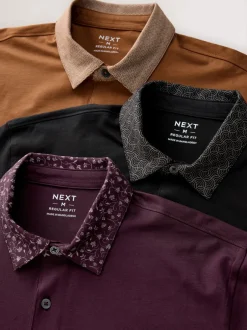 Poloshirts*Next Kraag met bessenprint - Set van 3 jersey poloshirts met korte mouwen