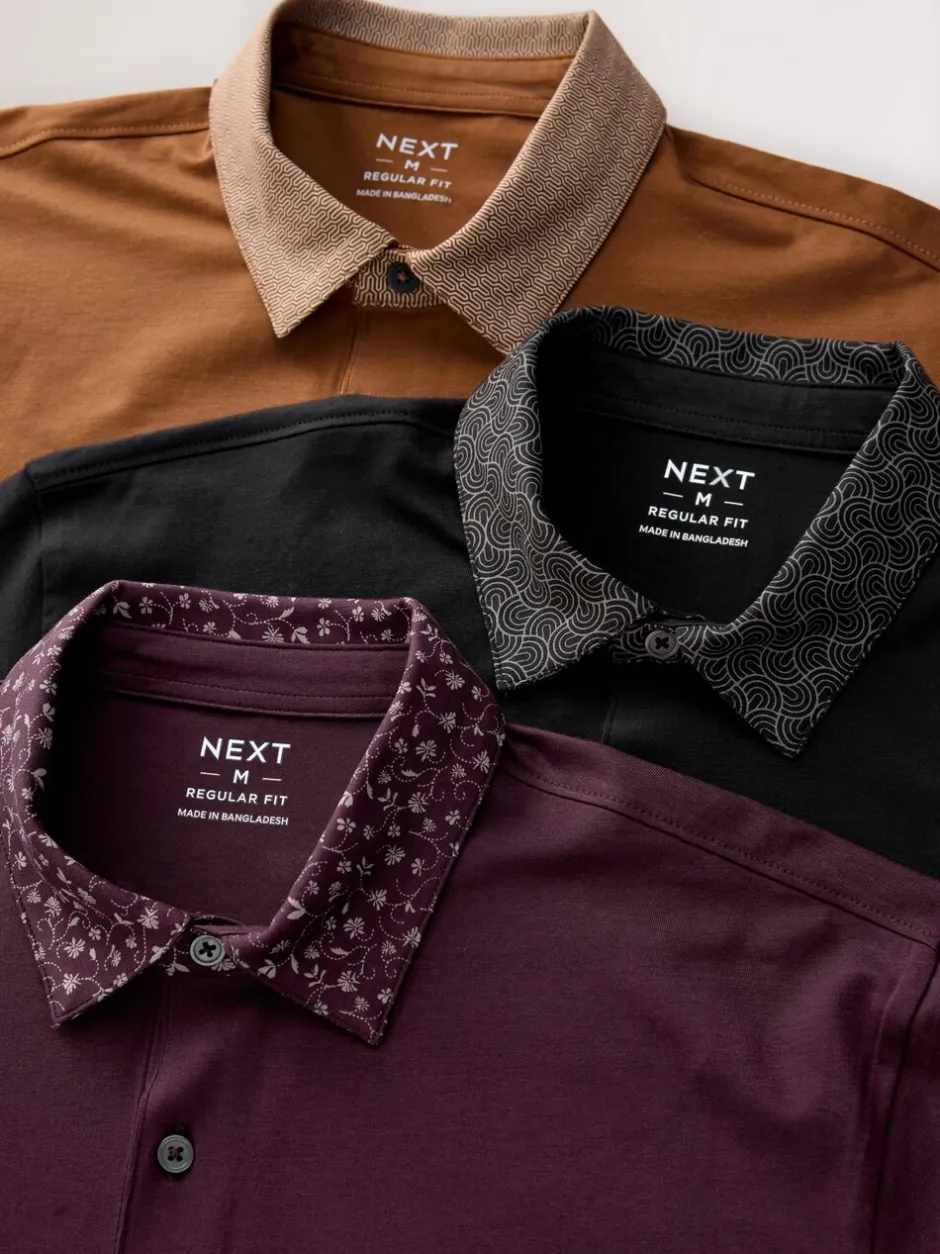 Poloshirts*Next Kraag met bessenprint - Set van 3 jersey poloshirts met korte mouwen