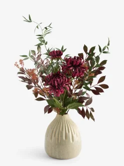Kunstbloemen|Next Kunstbloemstuk met donkere bloemen in keramische vaas