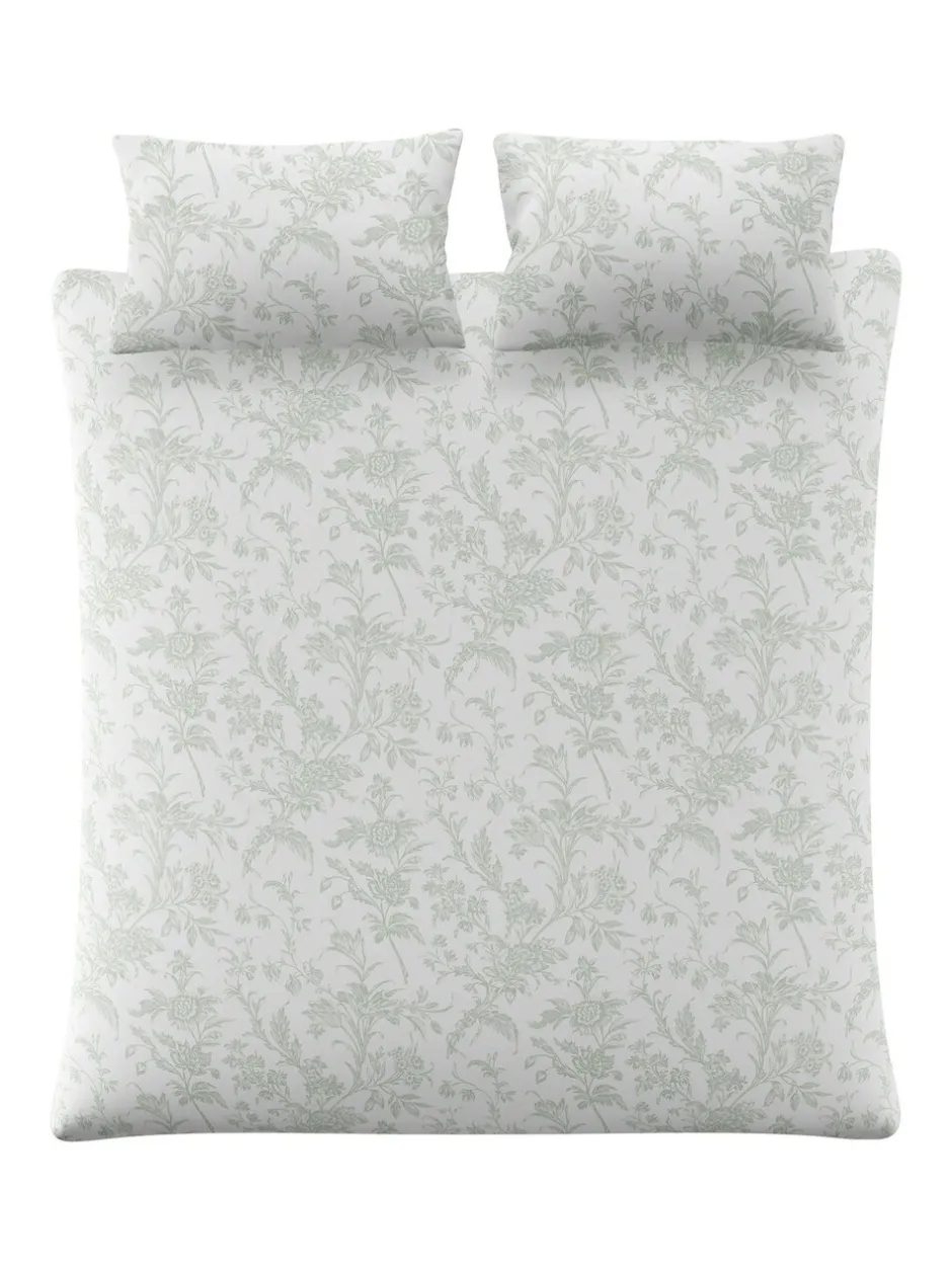 Laura Ashley|Laura Ashley 100% Cotton Percale 200 Thead Count Lloyd Duvet Cover and Pillowcase Set