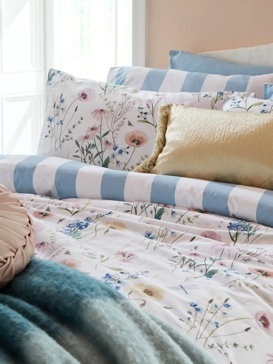 Laura Ashley|Laura Ashley 100% Cotton Percale 200 Thead Count Alford Meadow Duvet Cover and Pillowcase Set