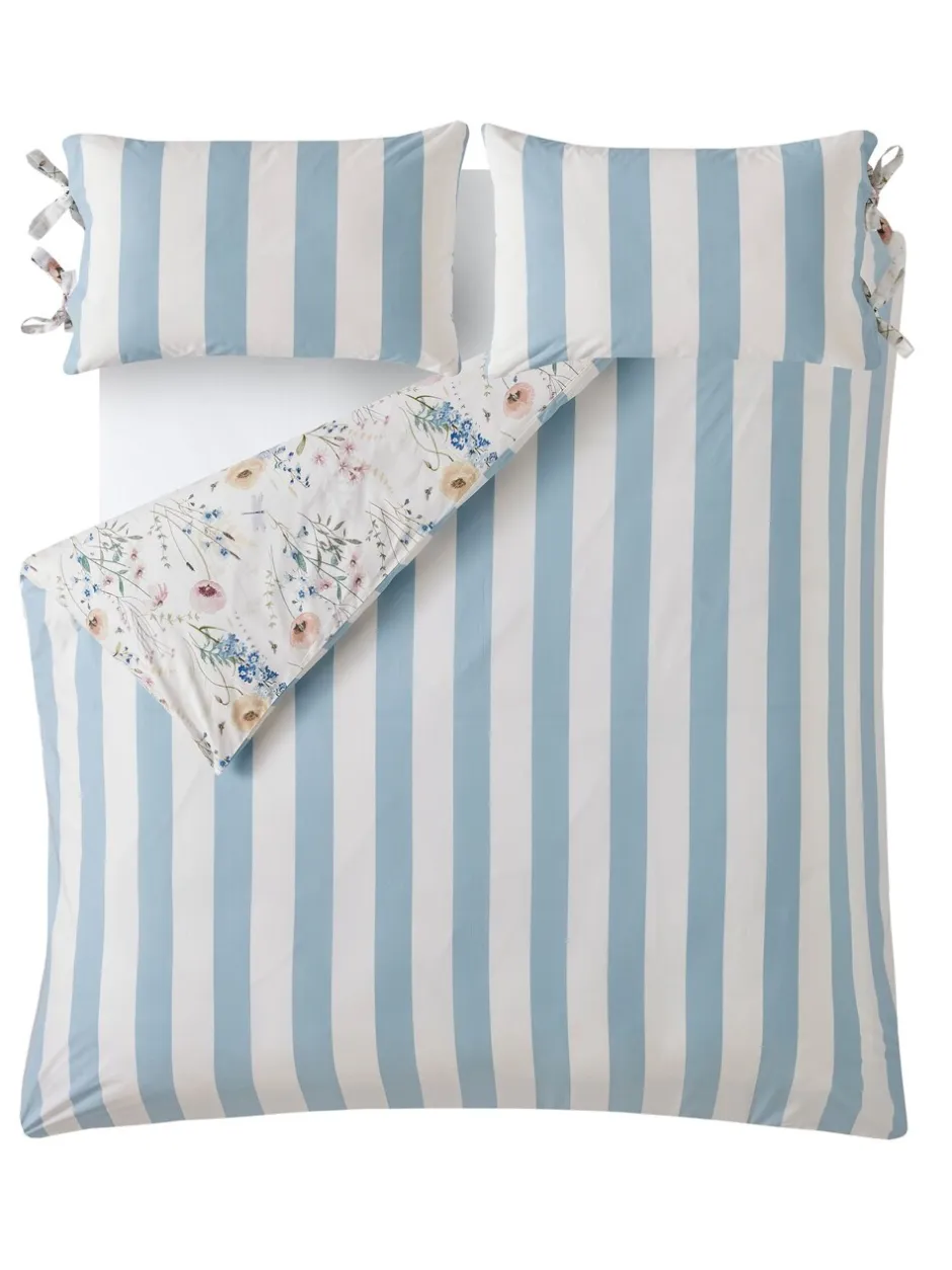 Laura Ashley|Laura Ashley 100% Cotton Percale 200 Thead Count Alford Meadow Duvet Cover and Pillowcase Set