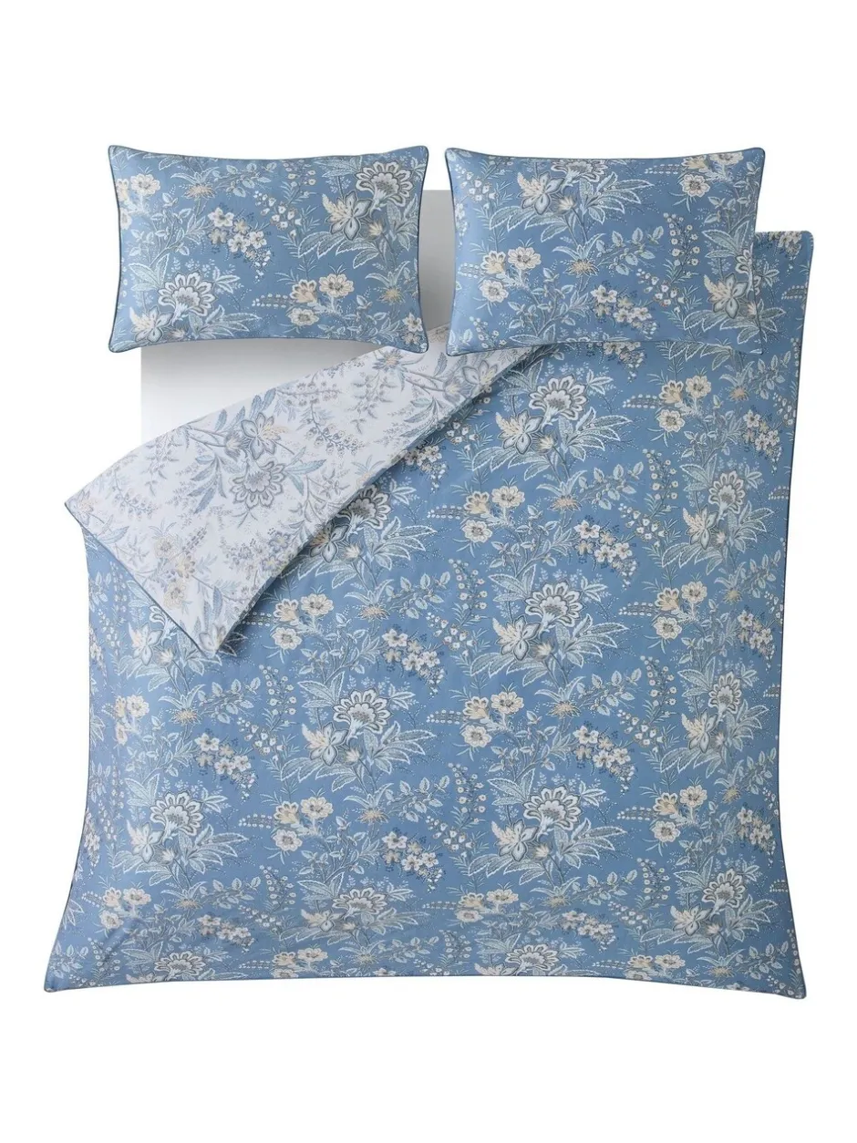 Laura Ashley*Laura Ashley 100% Cotton Sateen 200 Thread Count Marlbrook Duvet Cover and Pillowcase Set